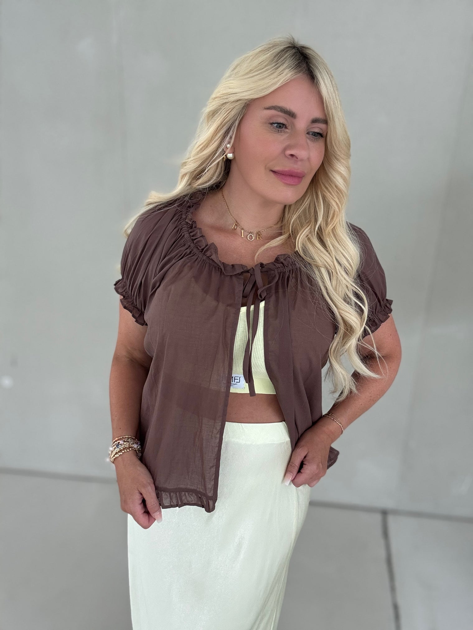 Blusenoberteil zum binden coffee