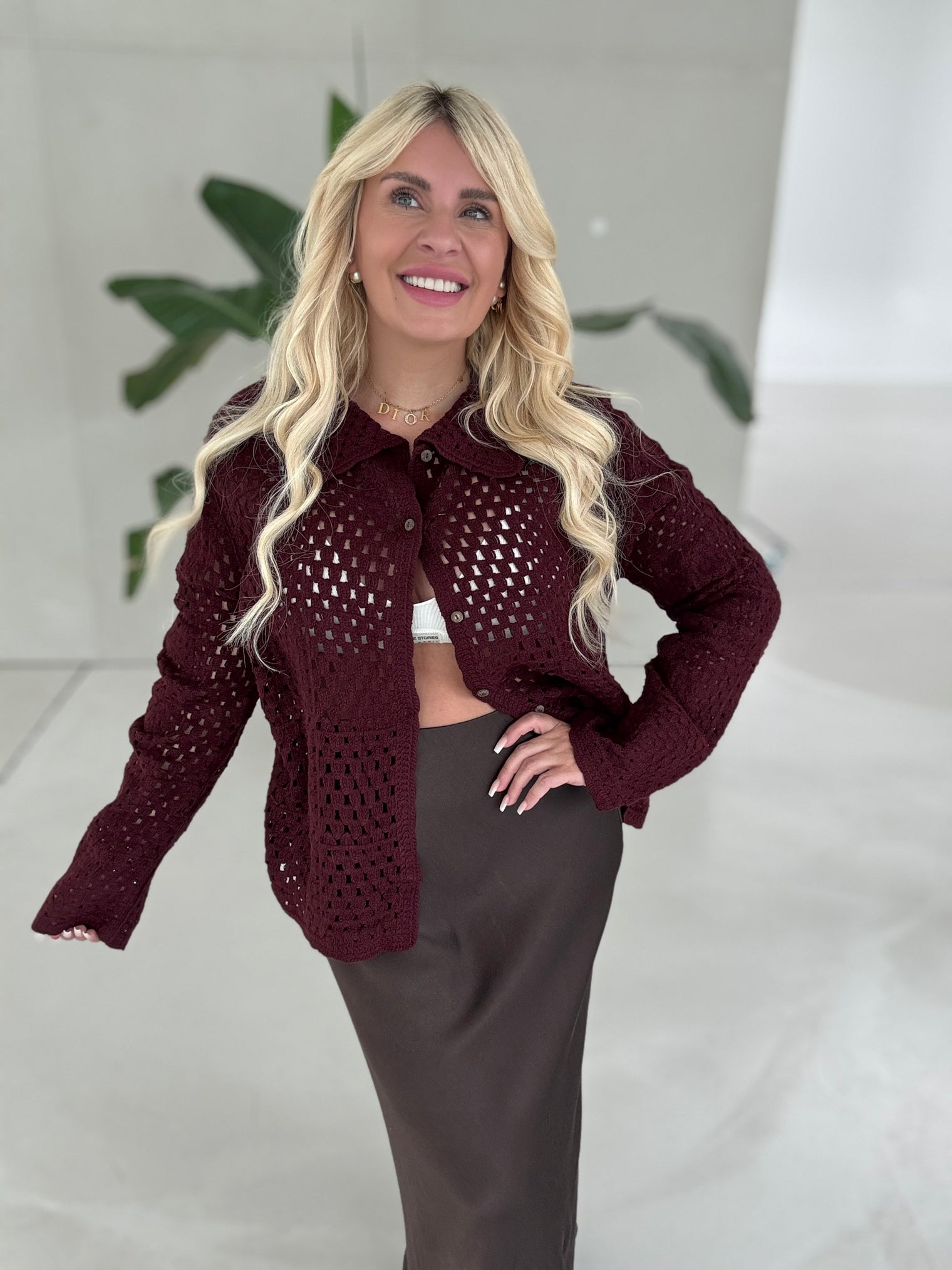 Häkelcardigan COOL CROCHET dark red