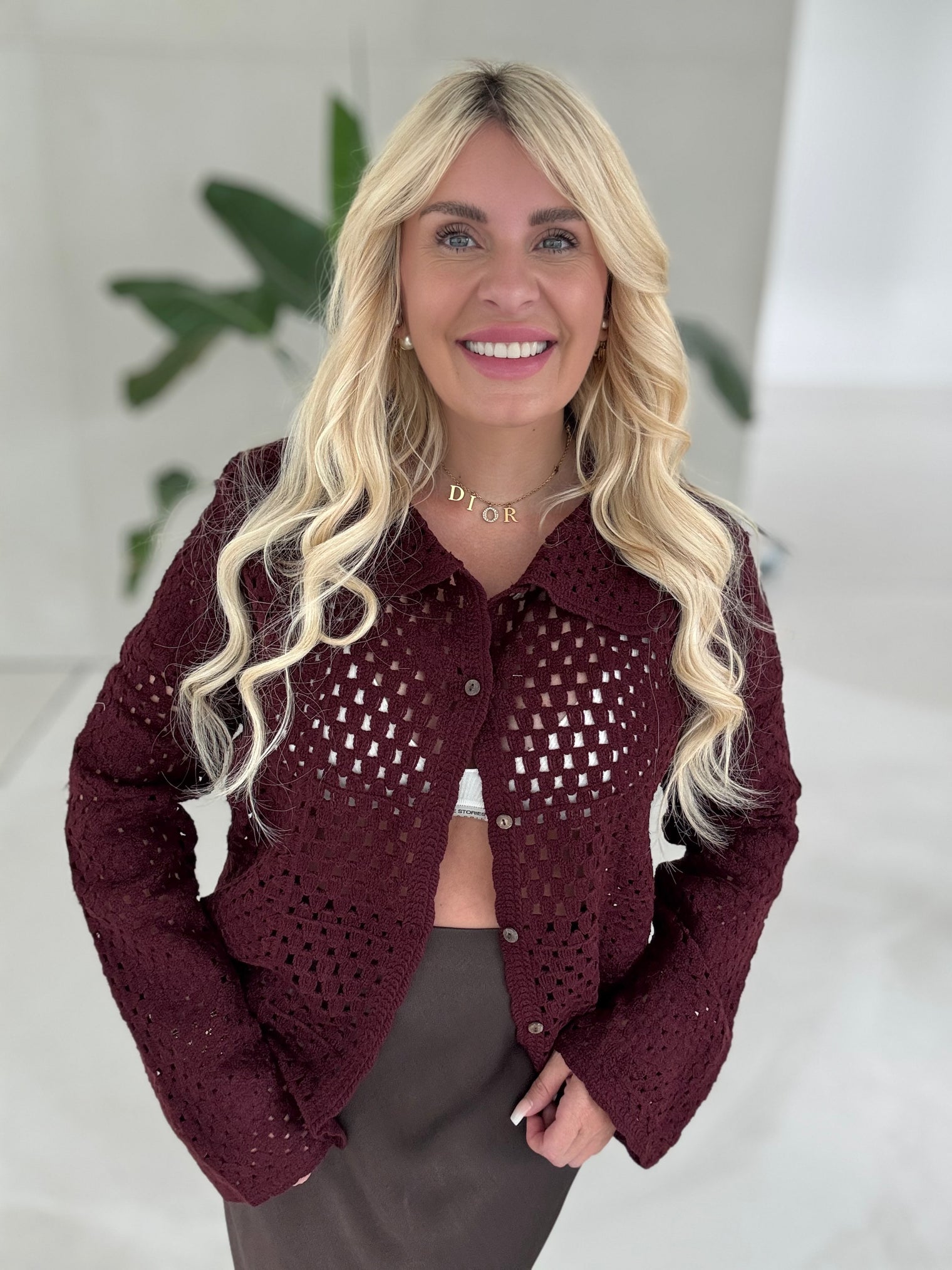 Häkelcardigan COOL CROCHET dark red