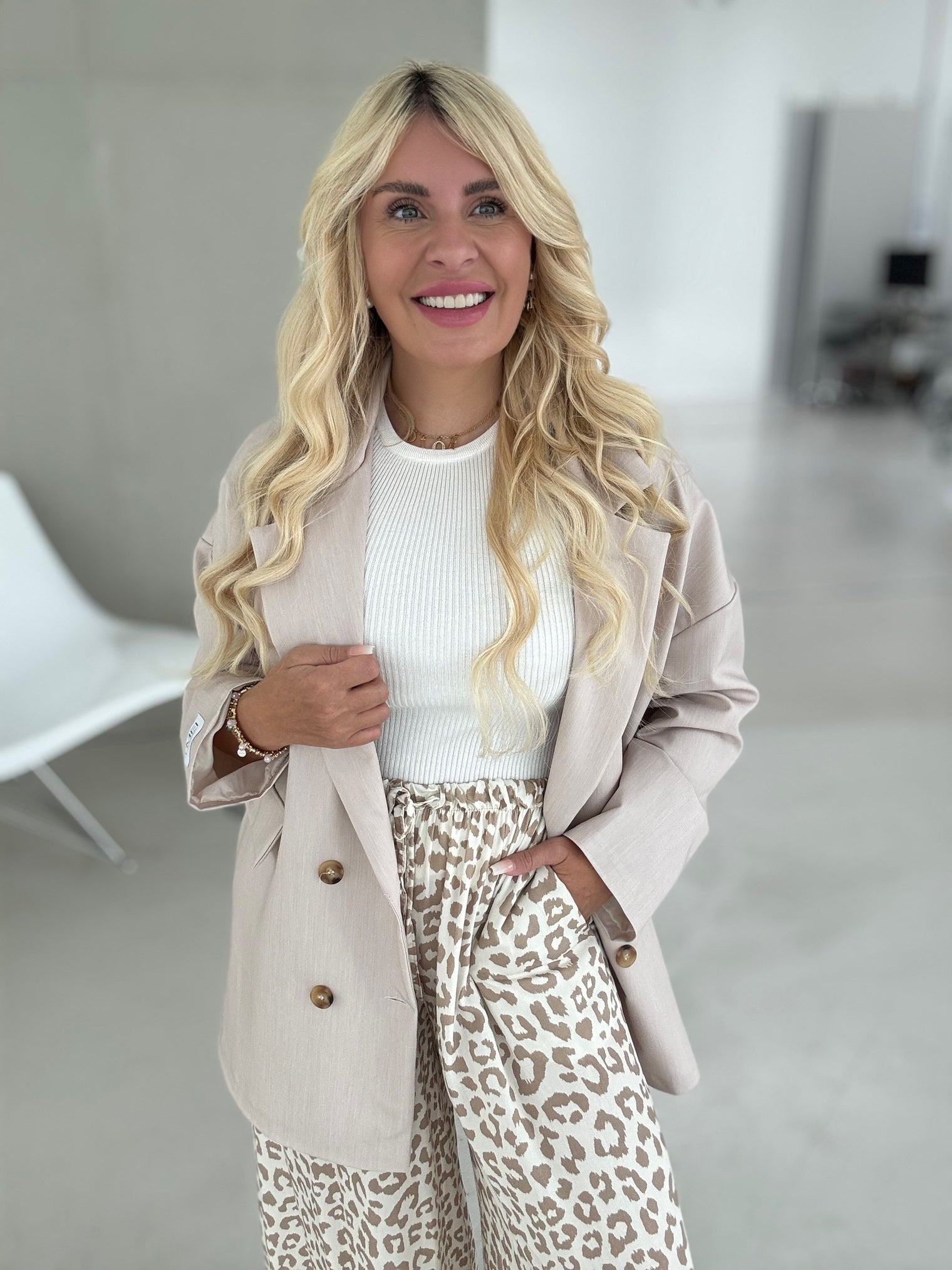 Signature Blazer mit Patch BEIGE