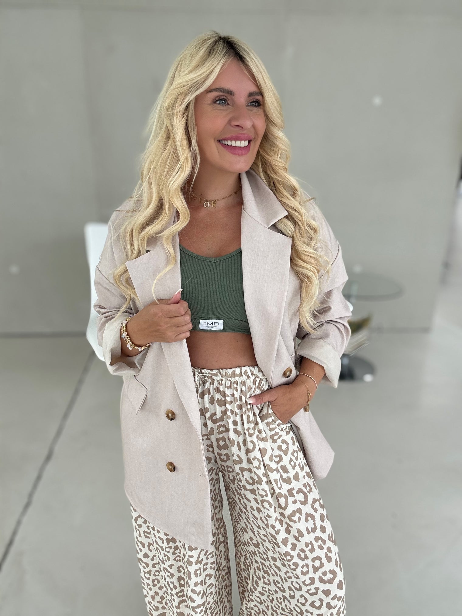 Signature Blazer mit Patch BEIGE
