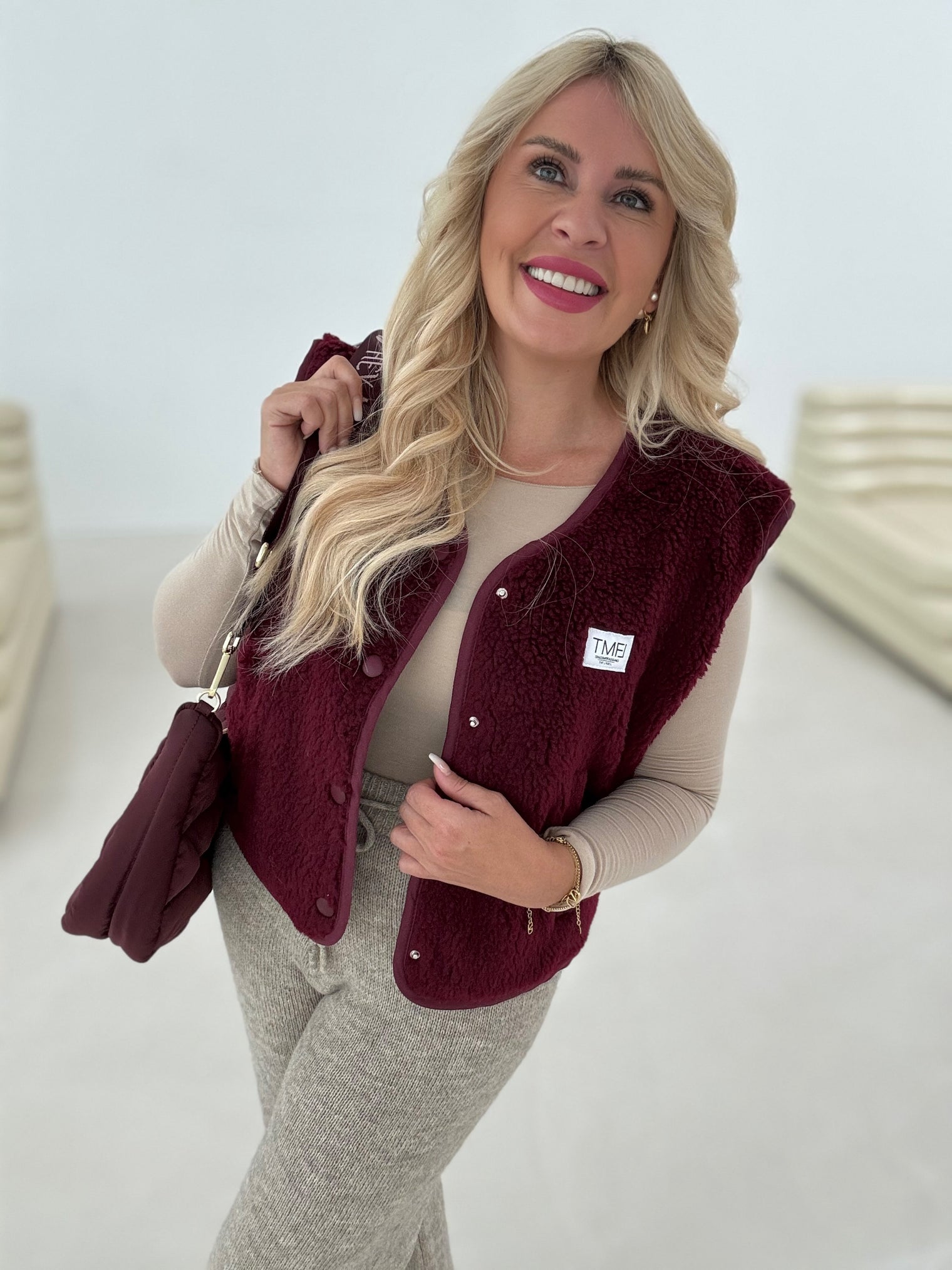 Teddyweste SIGNATURE burgundy