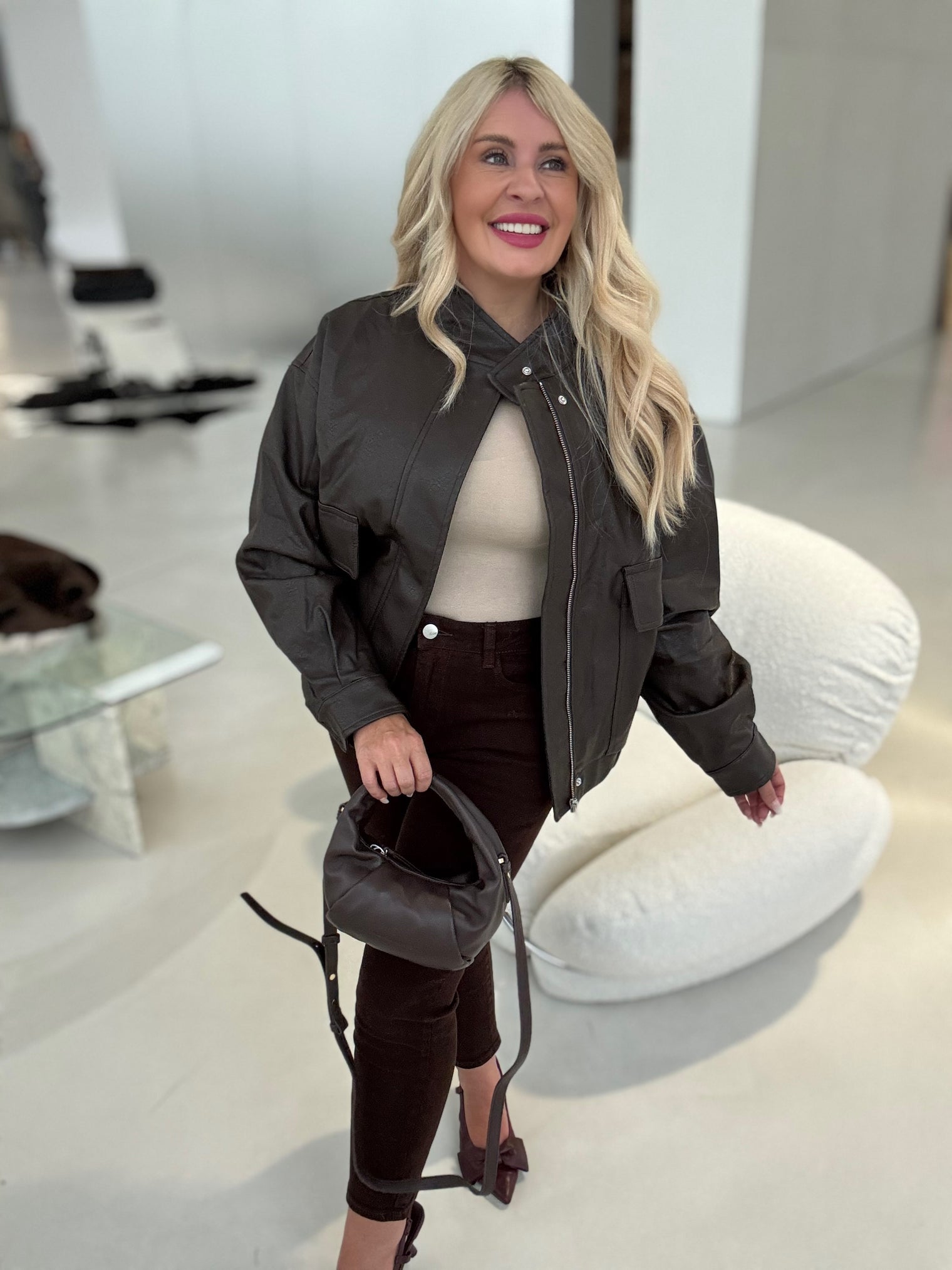 Lederjacke COOL VIBES dark coffee