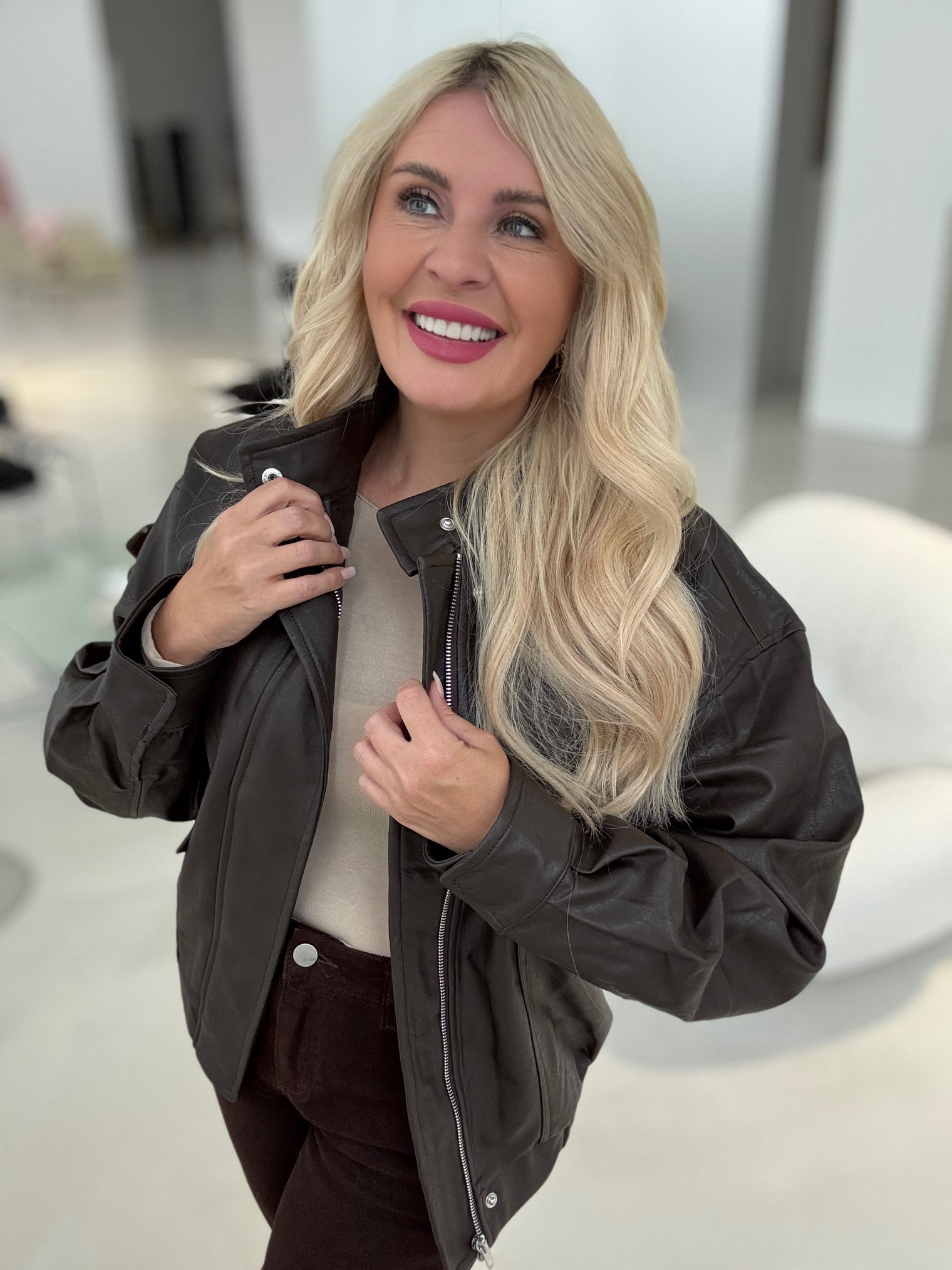 Lederjacke COOL VIBES dark coffee