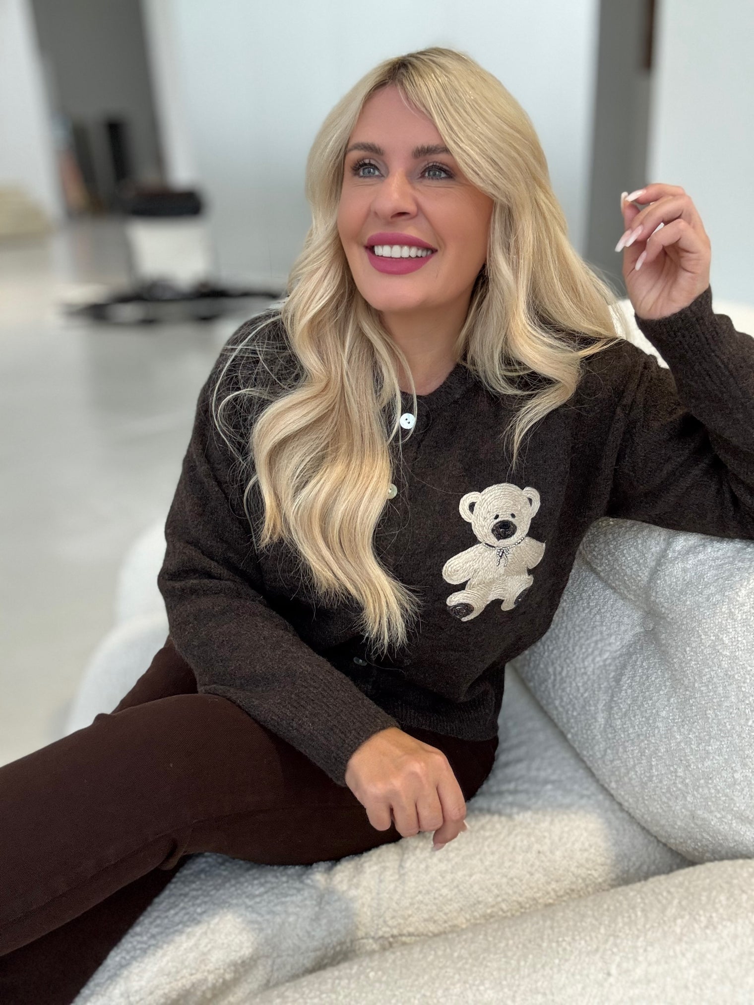 Strickjacke LOVELY BEAR dark coffee