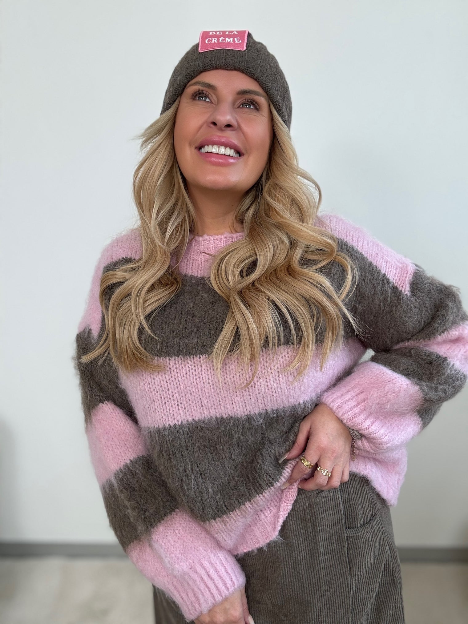 Pullover STRIPES taupe/rosa