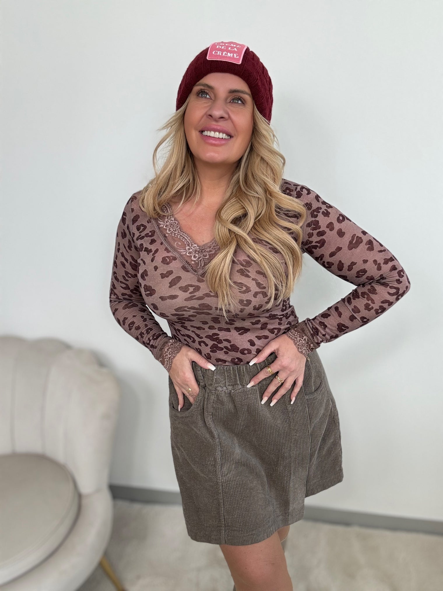 Stretchy Cashmere Langarmshirt mit Spitze LITTLE LEO