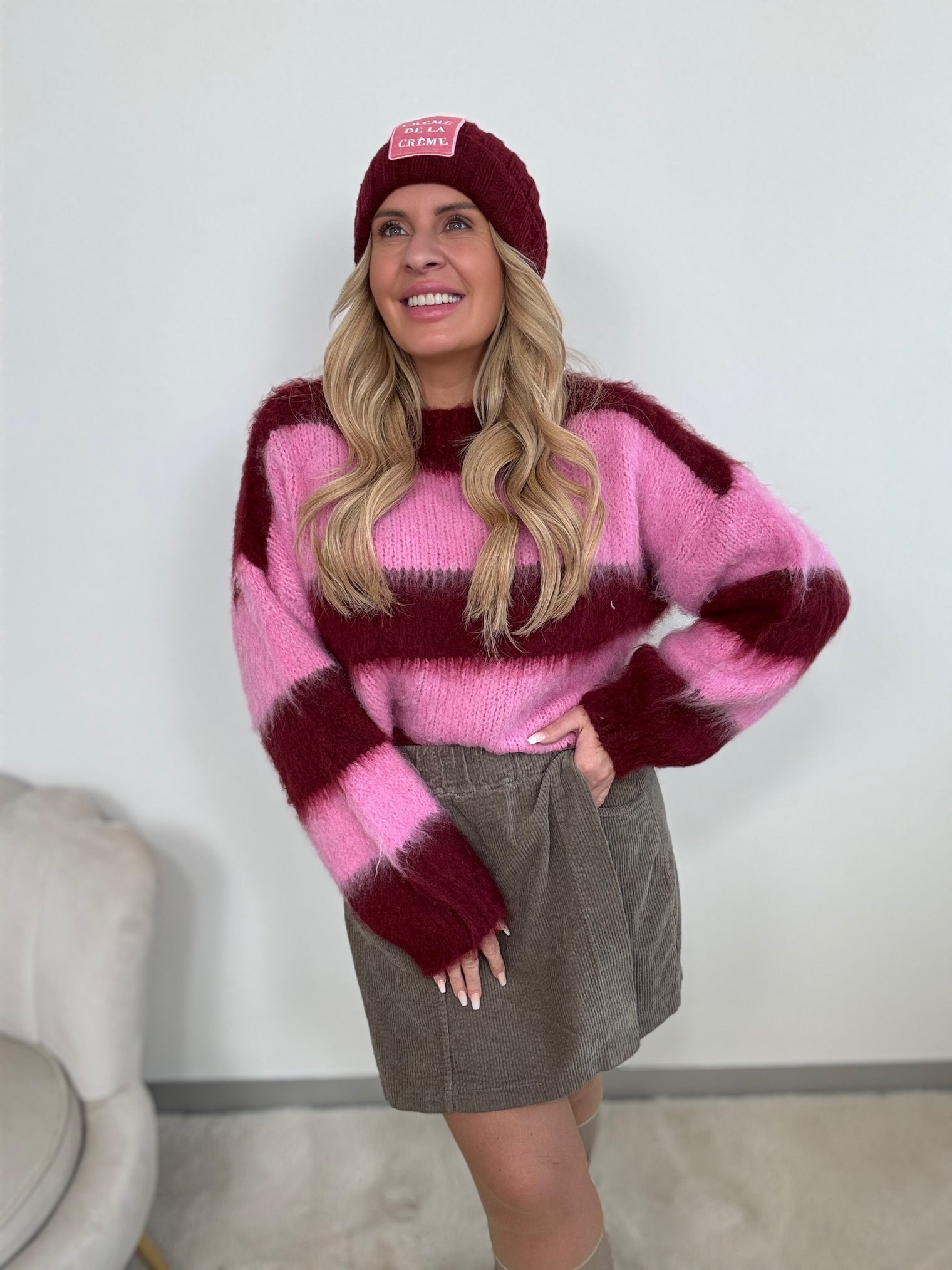 Pullover STRIPES rosa/burgundy