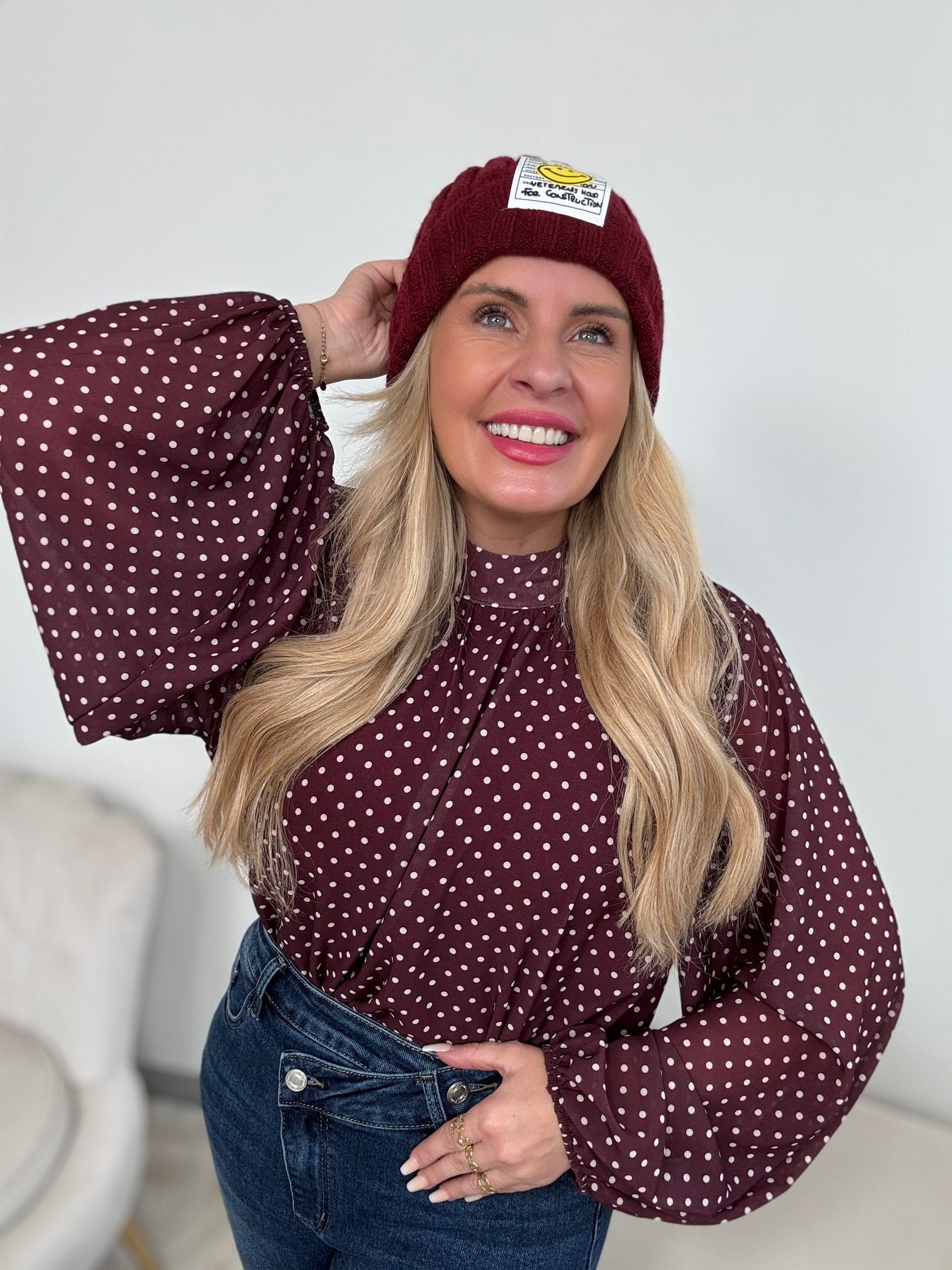 Bluse burgundy LITTLE POLKA DOTS creme