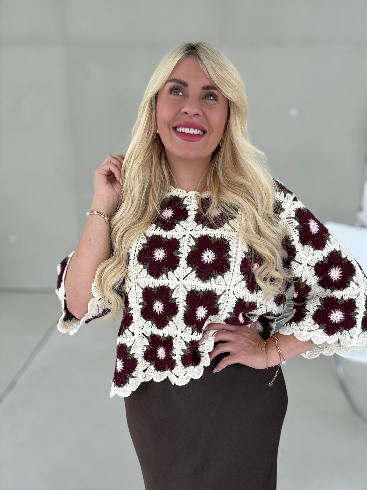 Häkelshirt CROCHET WILDFLOWER burgundy