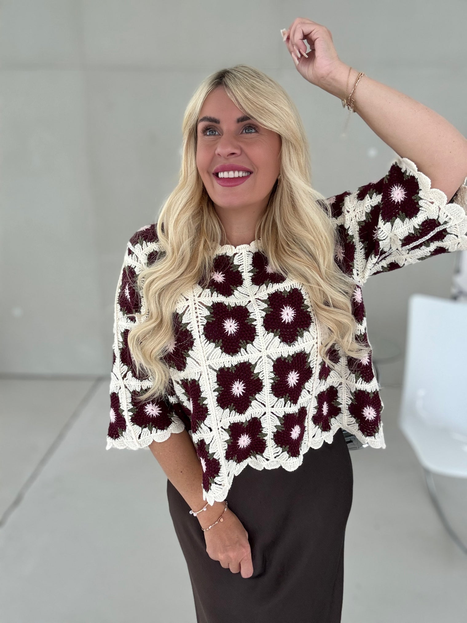 Häkelshirt CROCHET WILDFLOWER burgundy