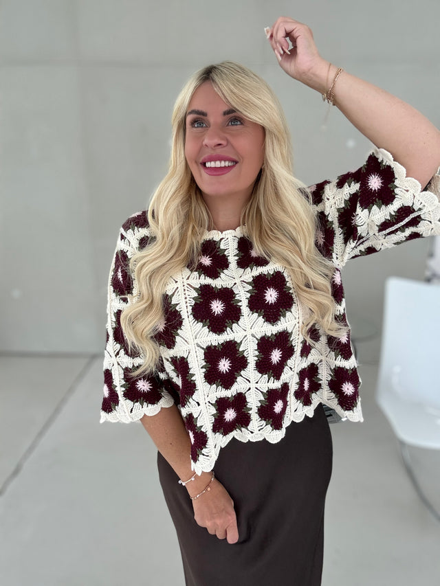 Häkelshirt CROCHET WILDFLOWER burgundy