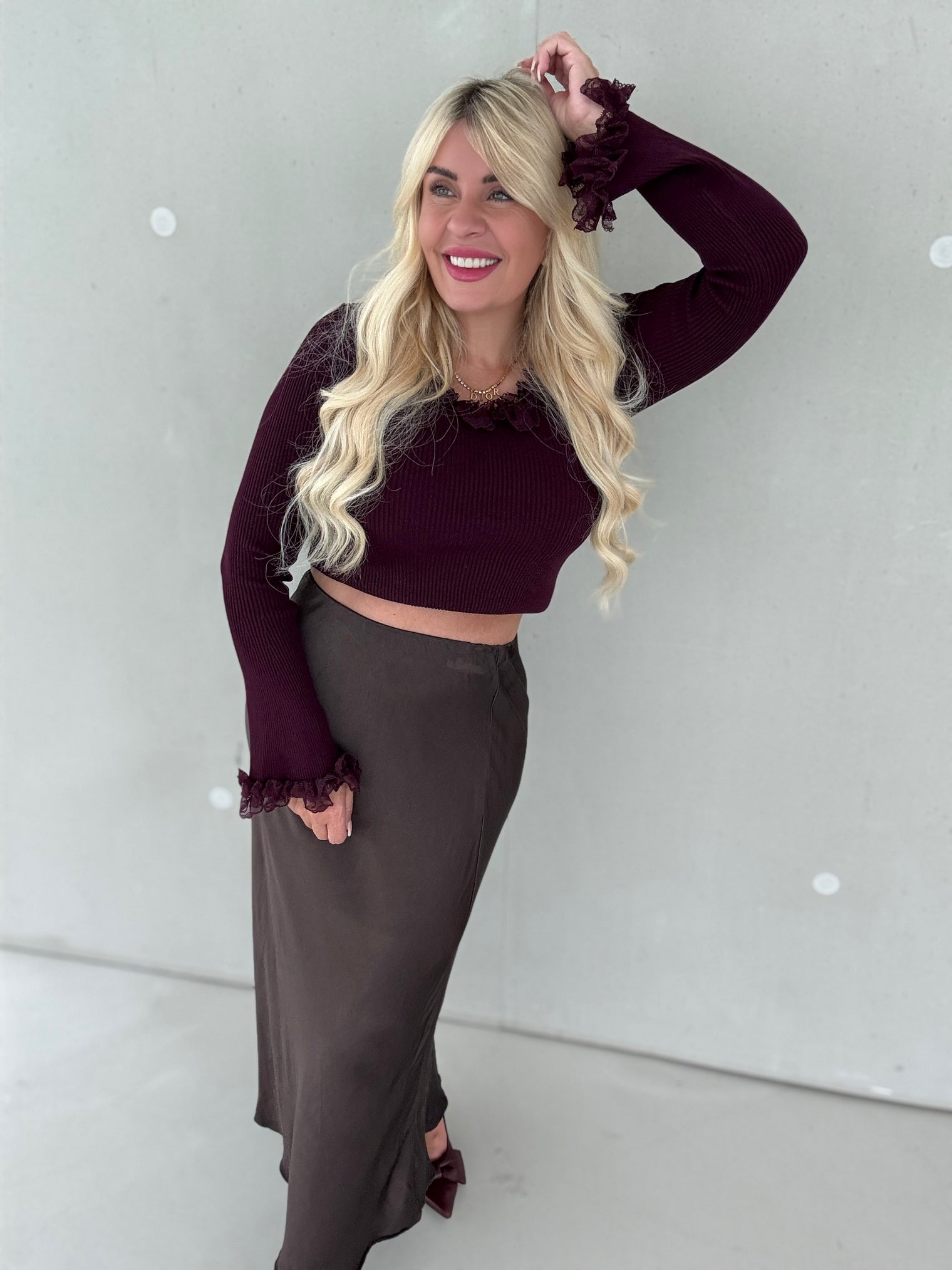 Langarm Shirt RÜSCHEN gerippt