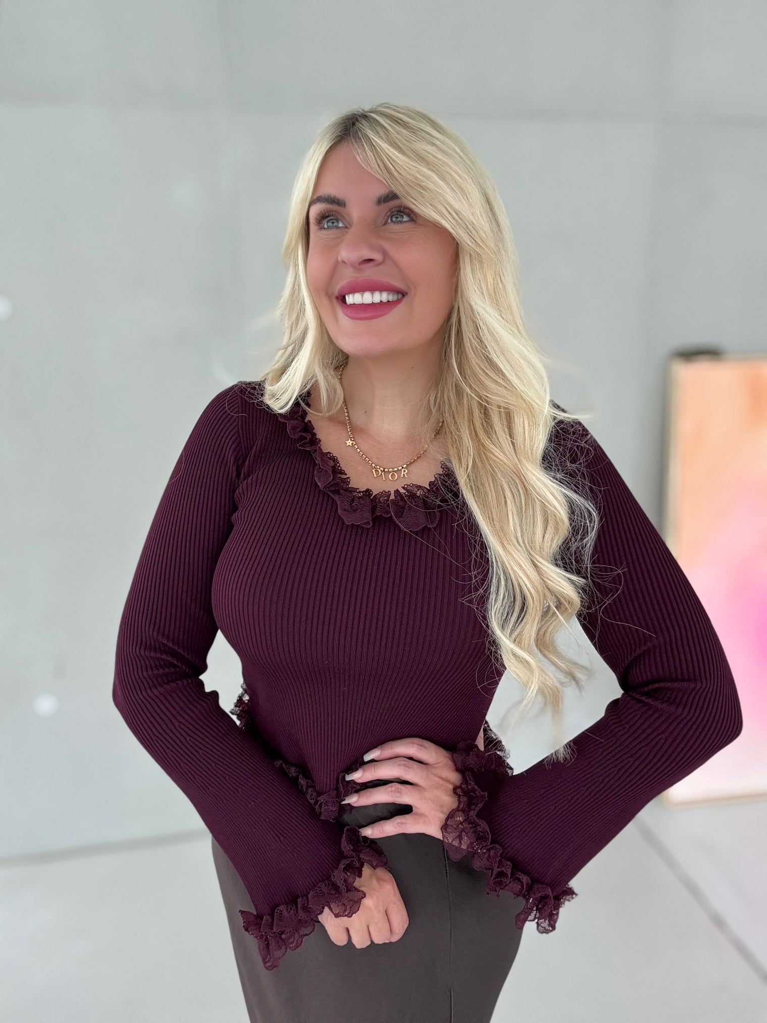 Langarm Shirt RÜSCHEN gerippt