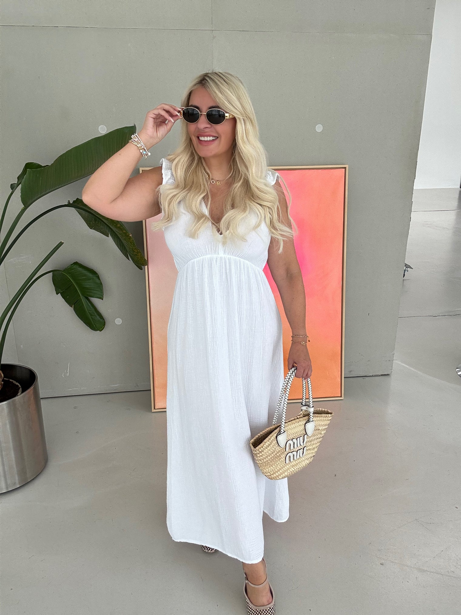 Signature Musselin Kleid WHITE