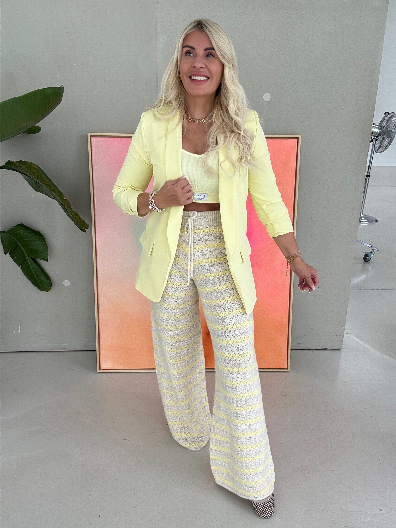 Strick Hose BOHO gelb/beige