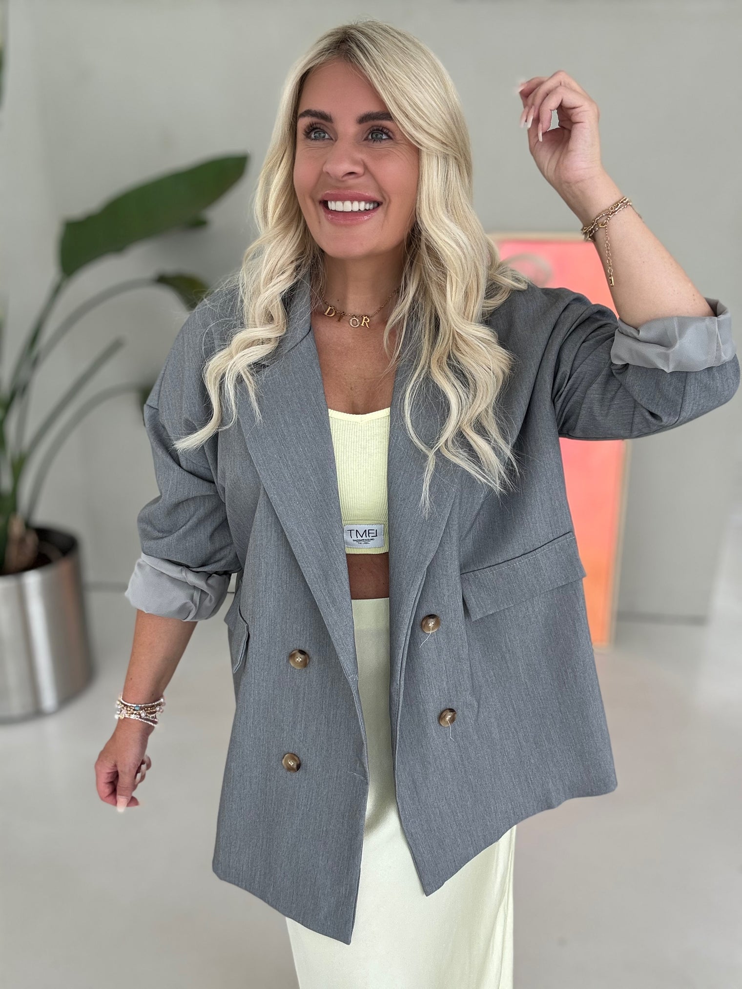 Signature Blazer mit Patch GRAU