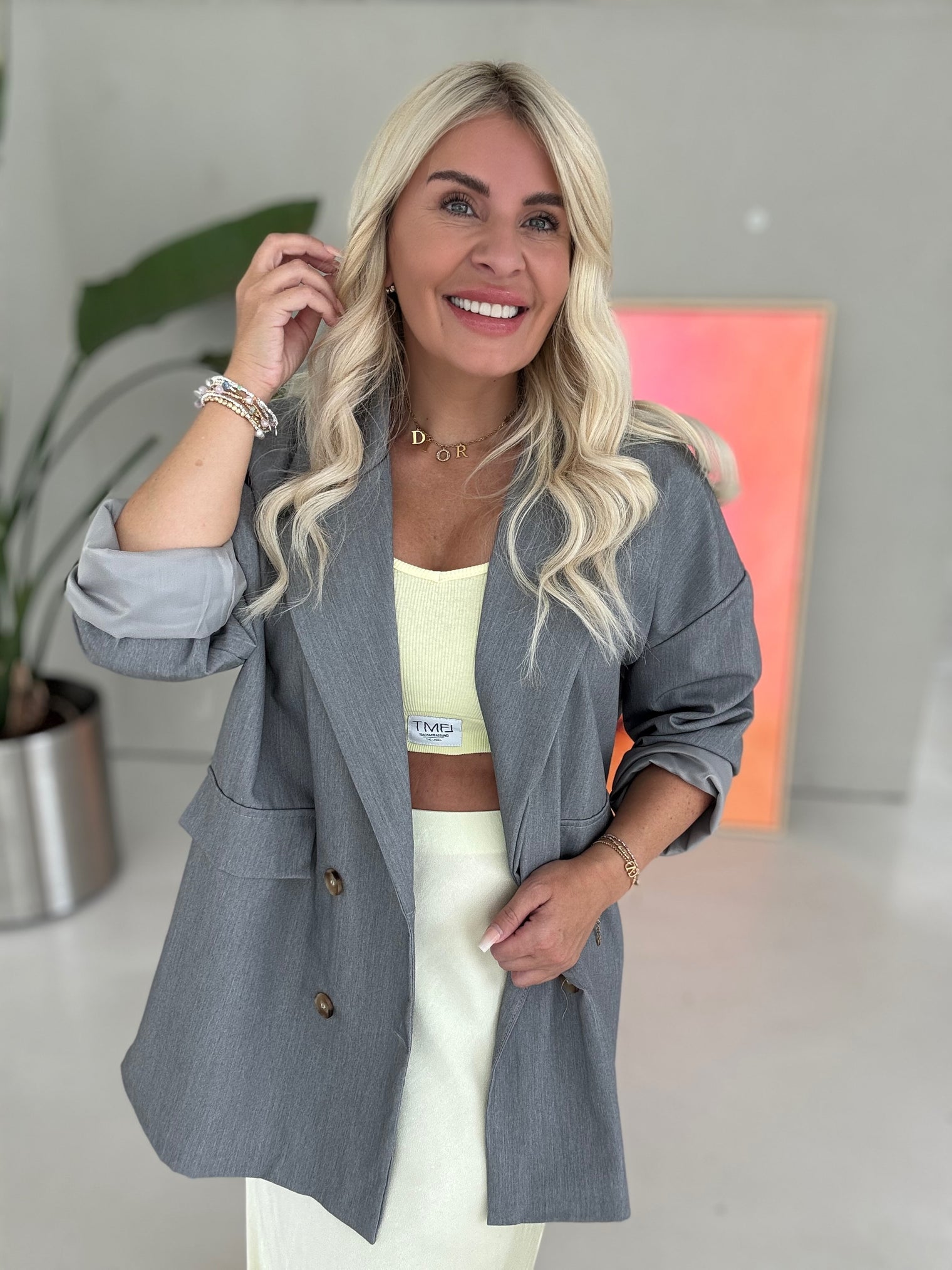 Signature Blazer mit Patch GRAU