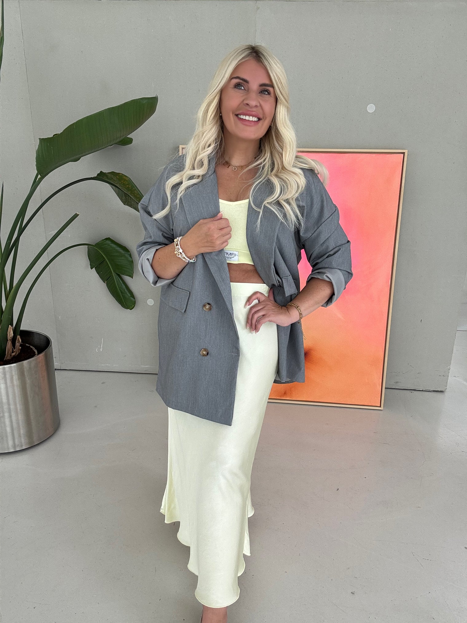 Signature Blazer mit Patch GRAU