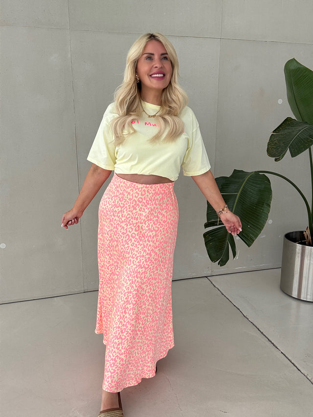 Rock mit Seide pearl LEO LOVER gelb peach