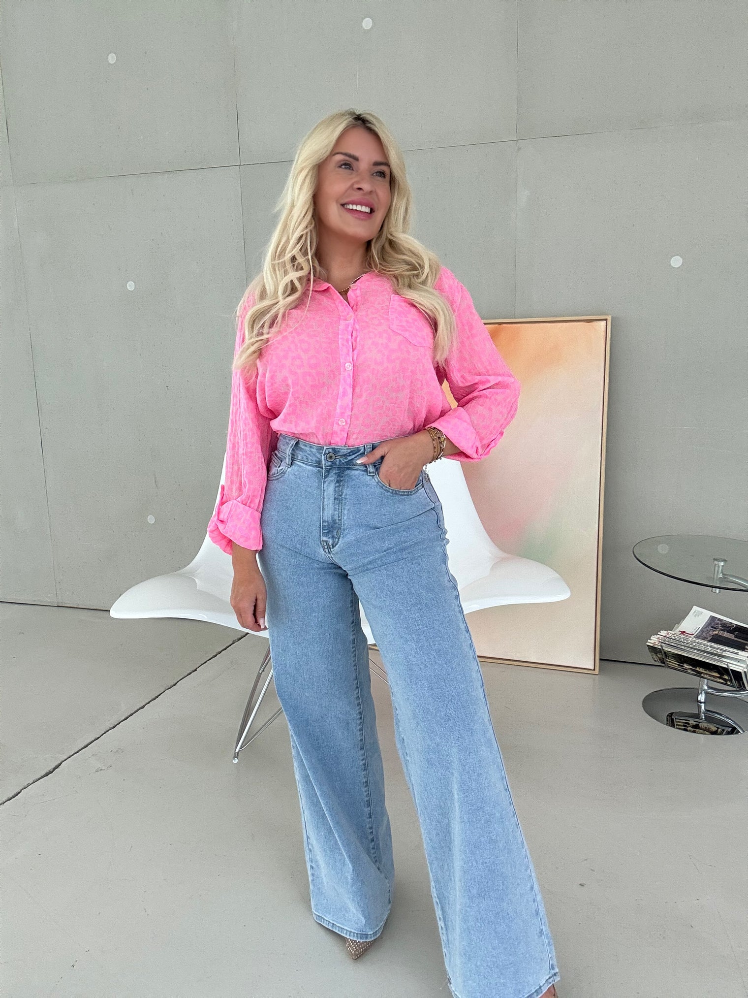 Stretch Wide Leg Jeans denim