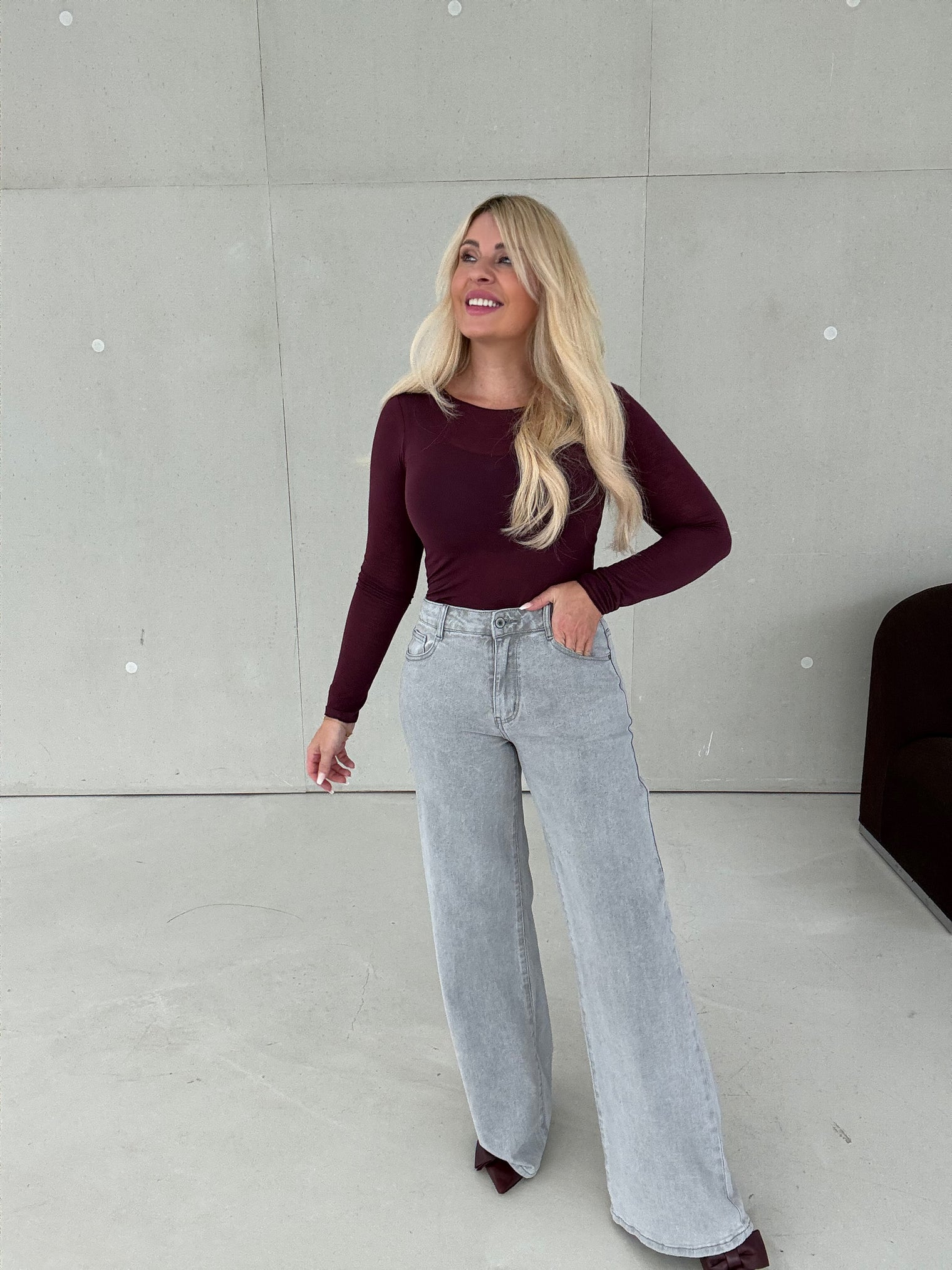 Stretch WIDE LEG Jeans GREY