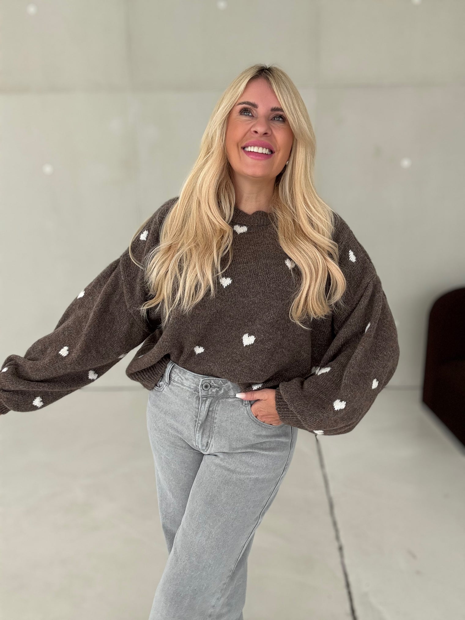 Pullover SWEET LITTLE HEARTS braun