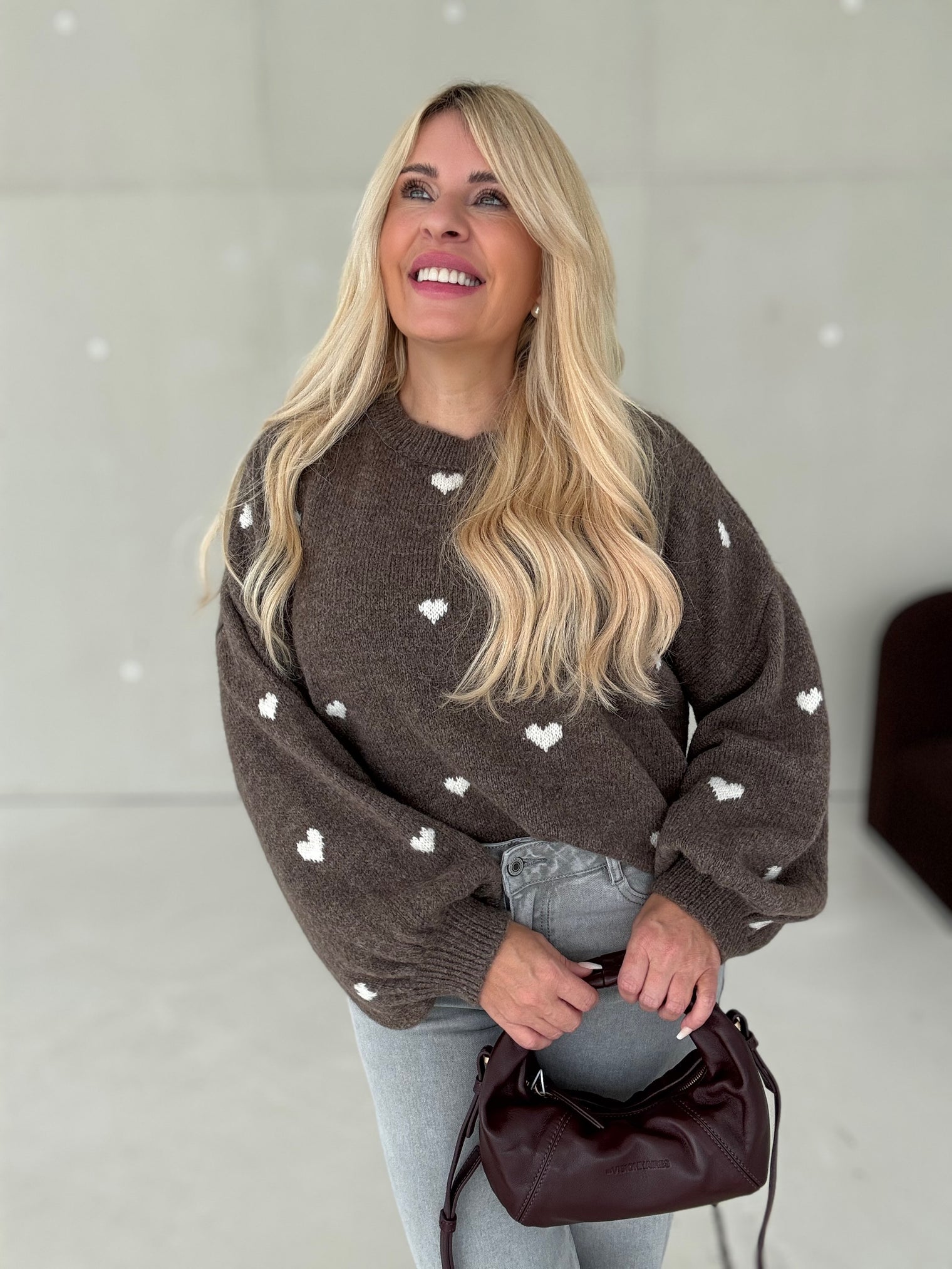 Pullover SWEET LITTLE HEARTS braun