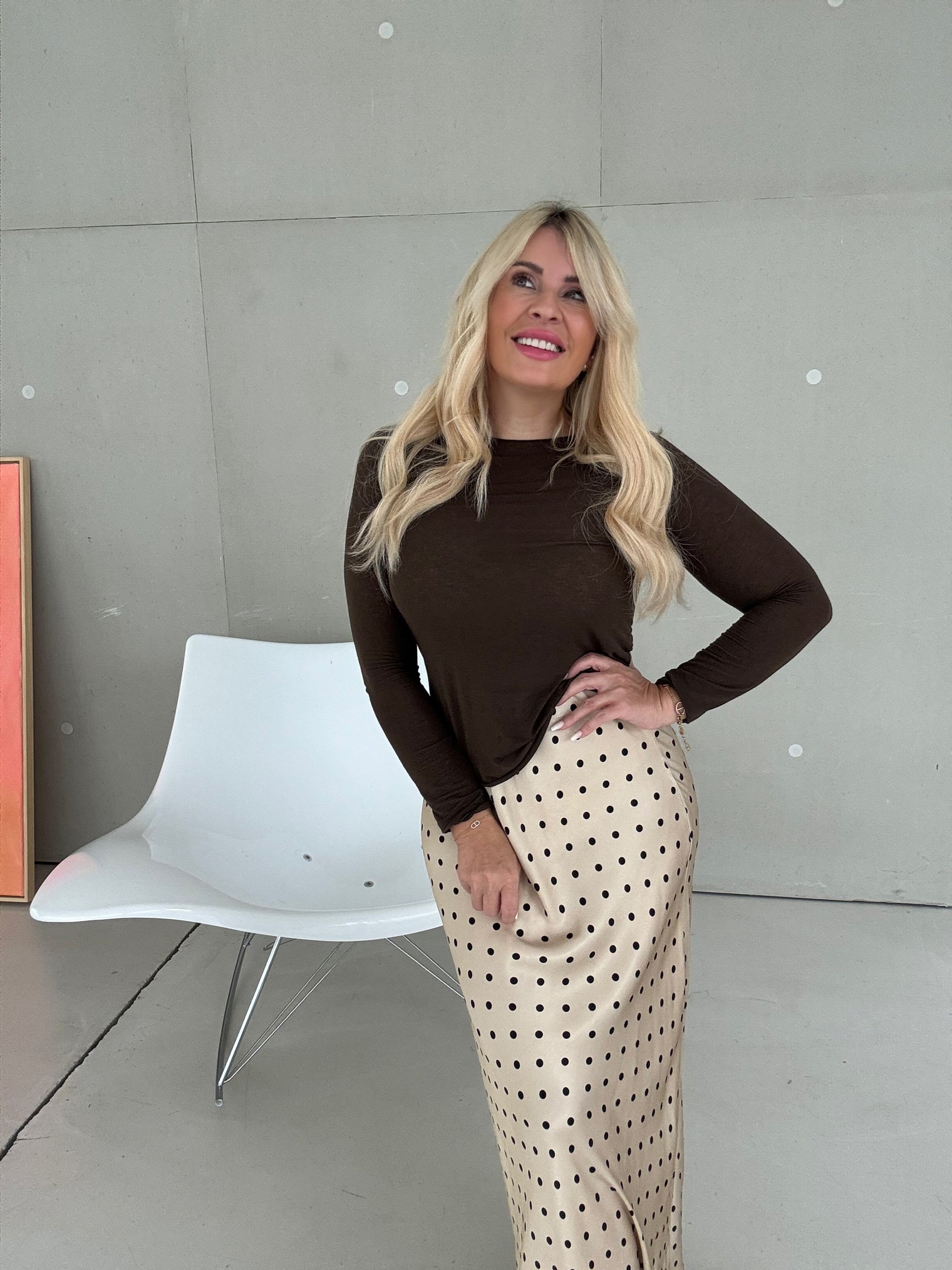 Stretchy Cashmere Langarmshirt MOCHA MOUSSE