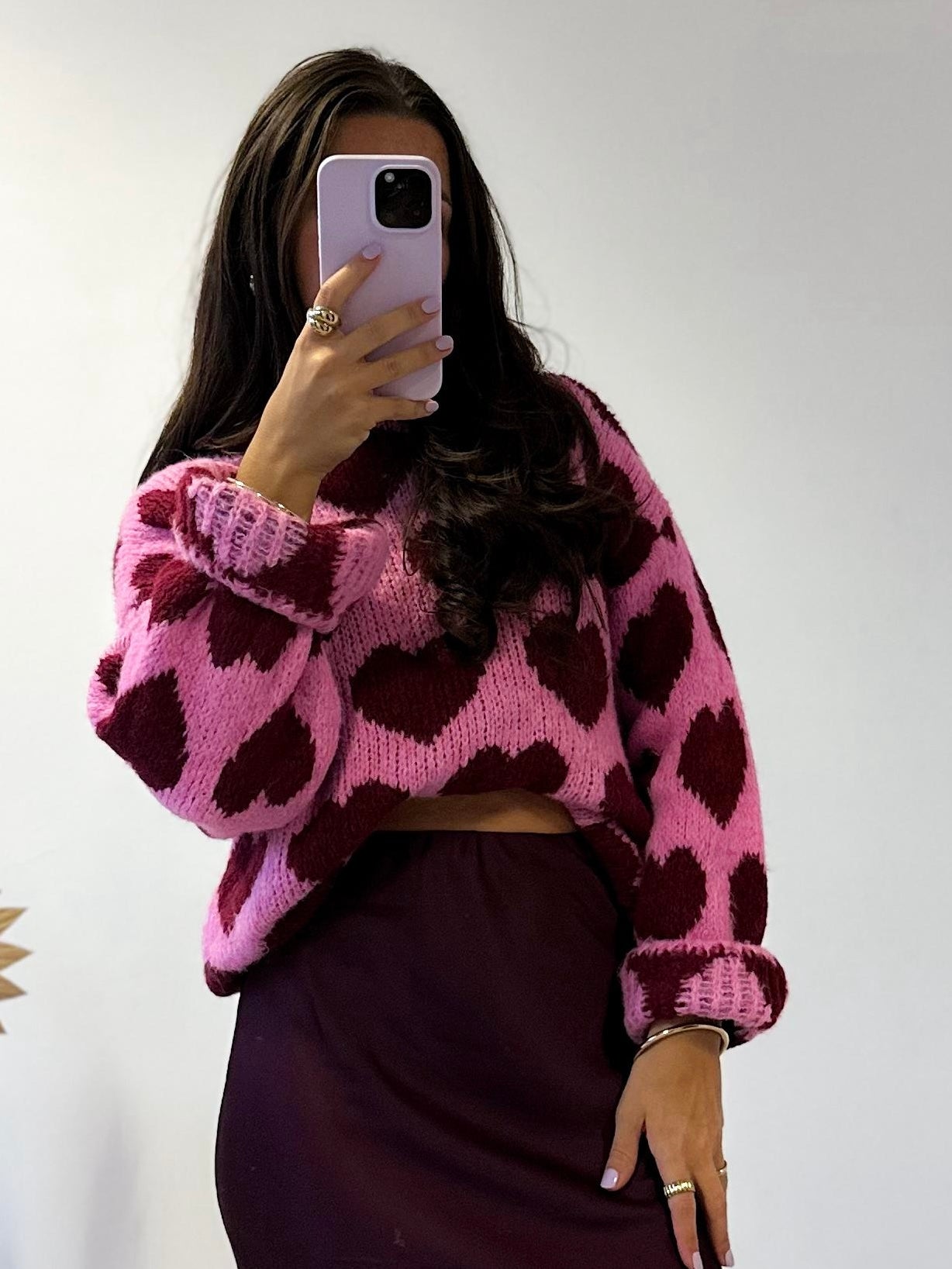 Pullover Loverly HEARTs burgundy Rosa