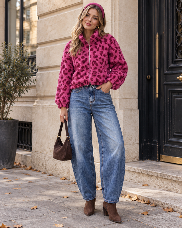 Signature Teddyjacke mit Reißverschluss FOREVER A LEO GIRL pink/burgundy