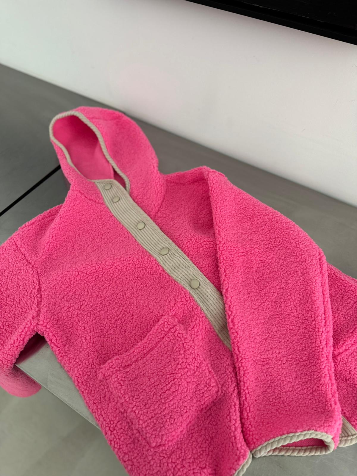 Teddyjacke pink/creme COZY FASHIONISTA mit Kapuze