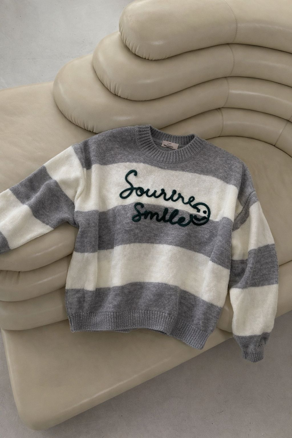 Pullover creme/soft grey gestreift SMILE