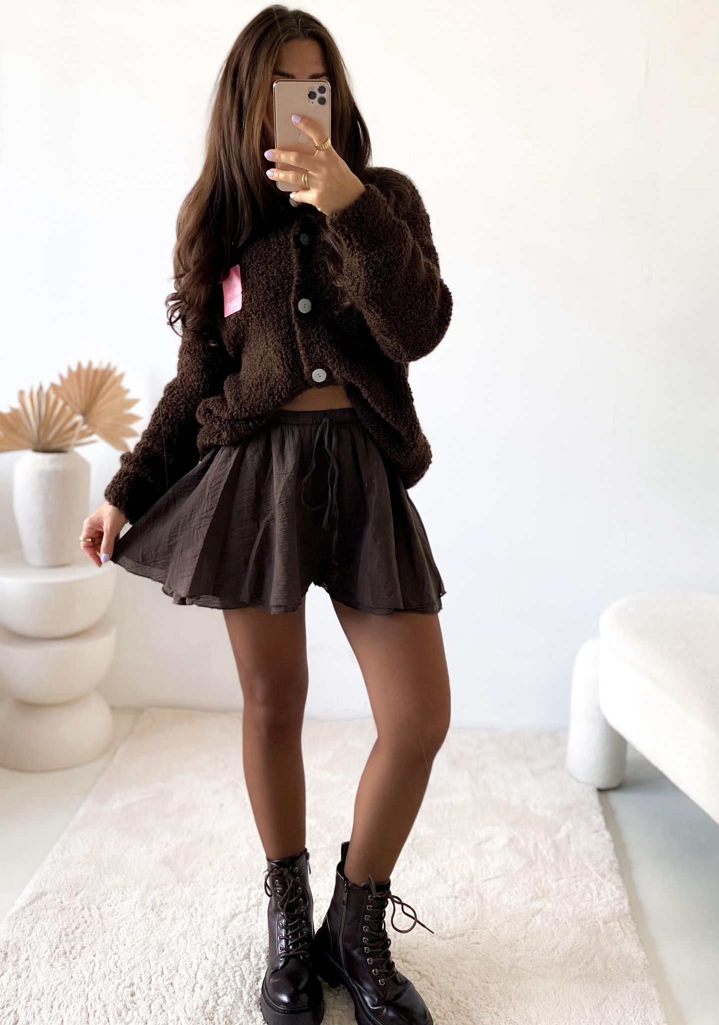 Cardigan chocolate PATCH hot pink