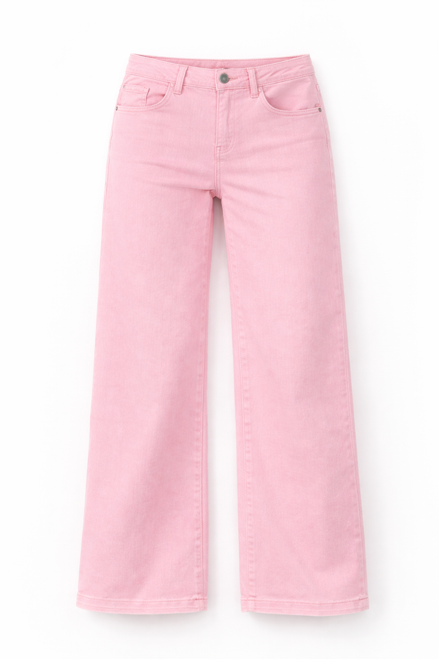 Stretch Wide Leg Jeans middle length rosa