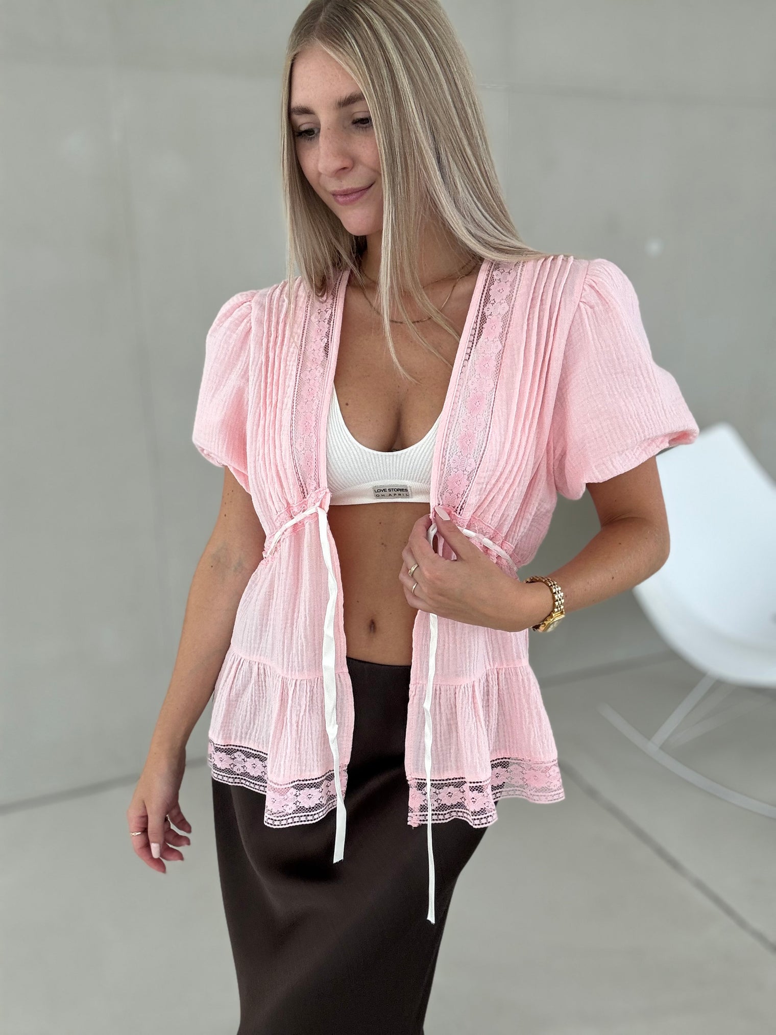 Bindebluse LOVELY LACE rose