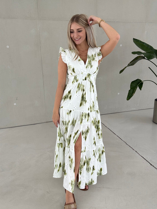 Kleid GREEN ROMANCE mit Lochspitze