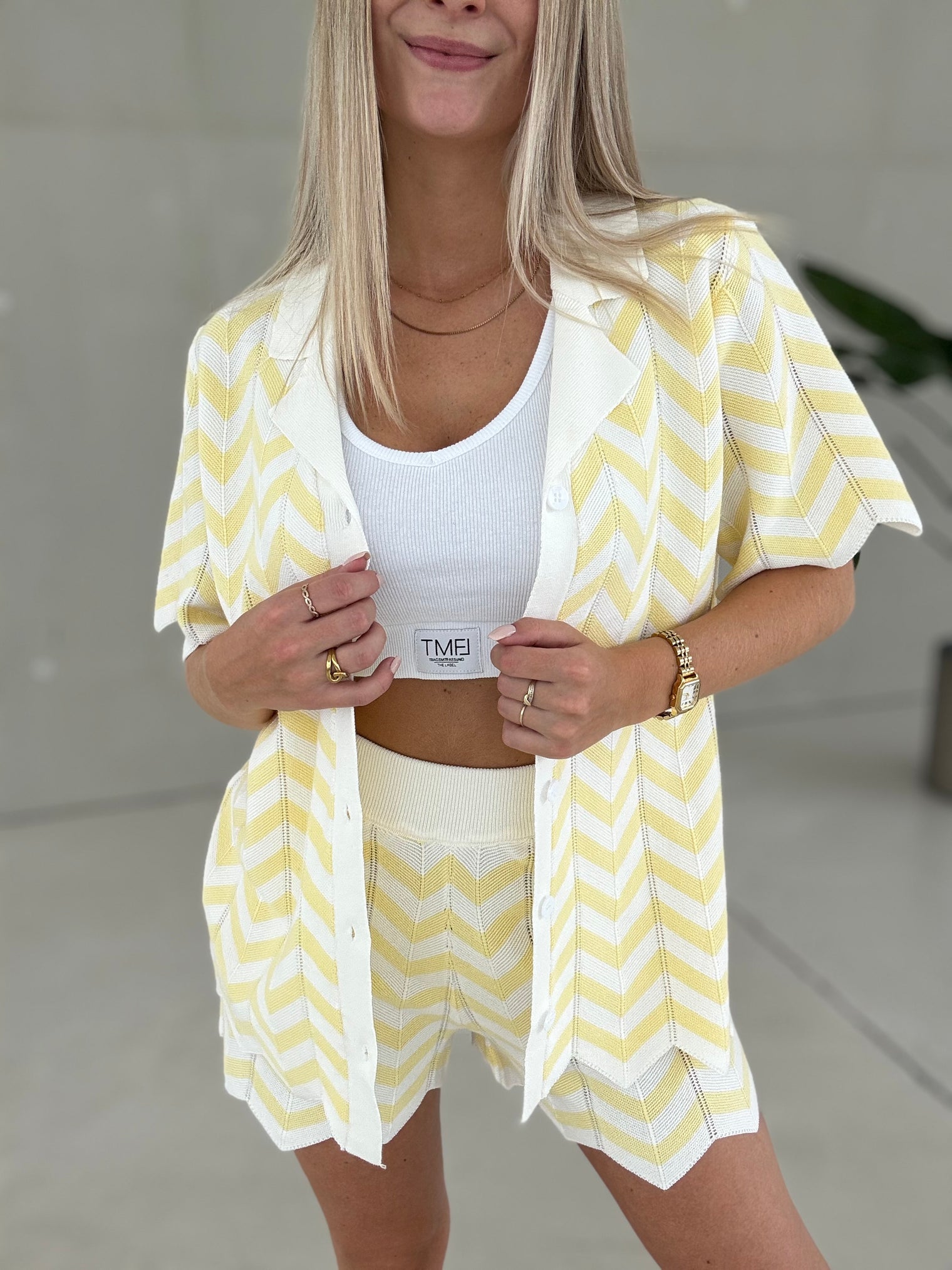 Häkelshirt WAVY VIBES weiß/buttermilk yellow