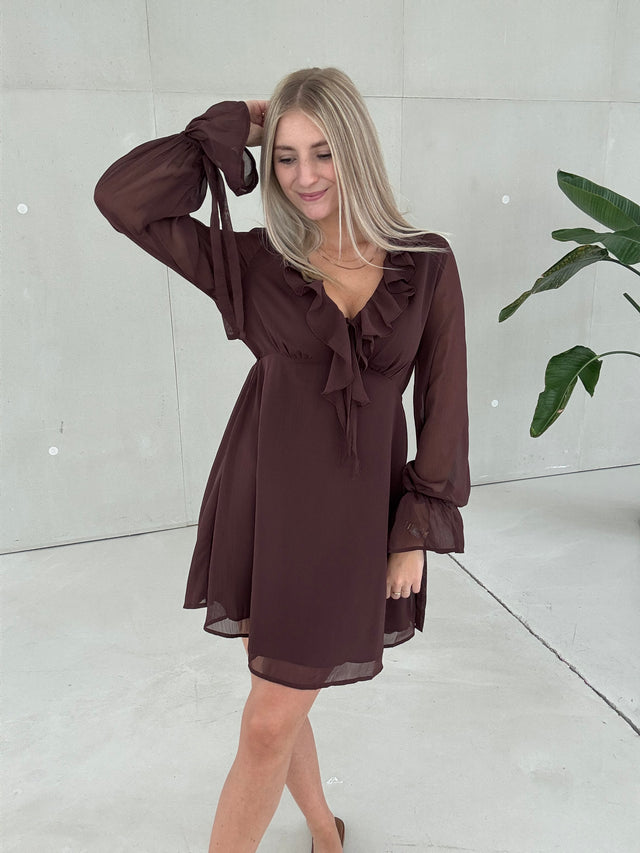 Kleid ROMANTIC VOLANTS braun