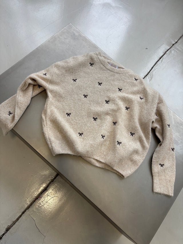 Strickpullover beige BOWS dark coffee