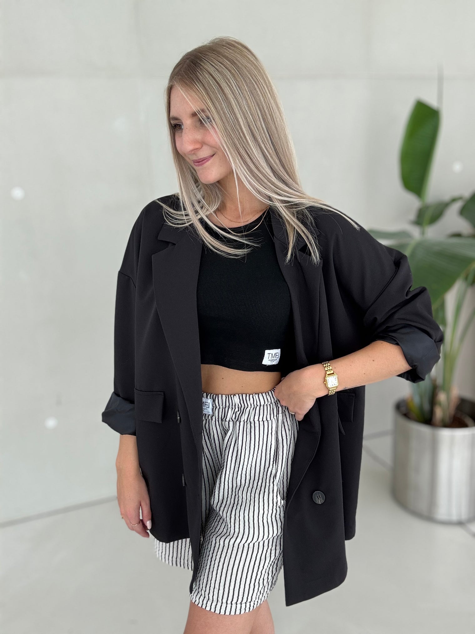 Signature Blazer mit Patch SCHWARZ
