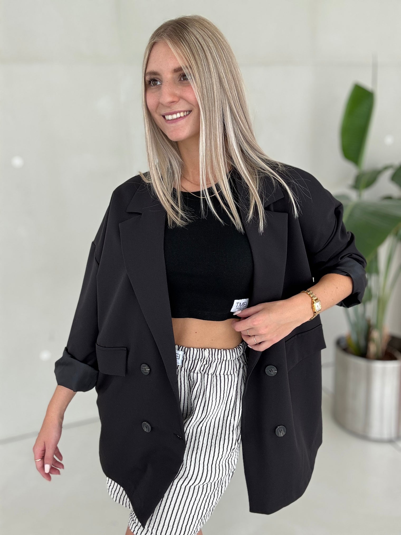 Signature Blazer mit Patch SCHWARZ