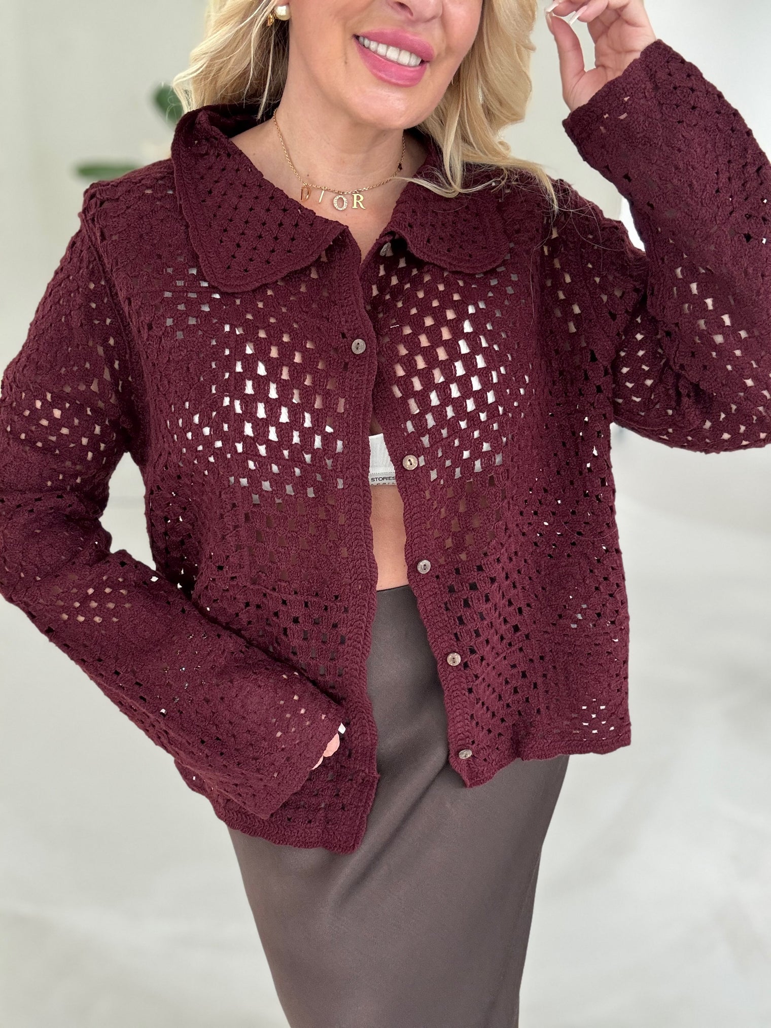 Häkelcardigan COOL CROCHET dark red