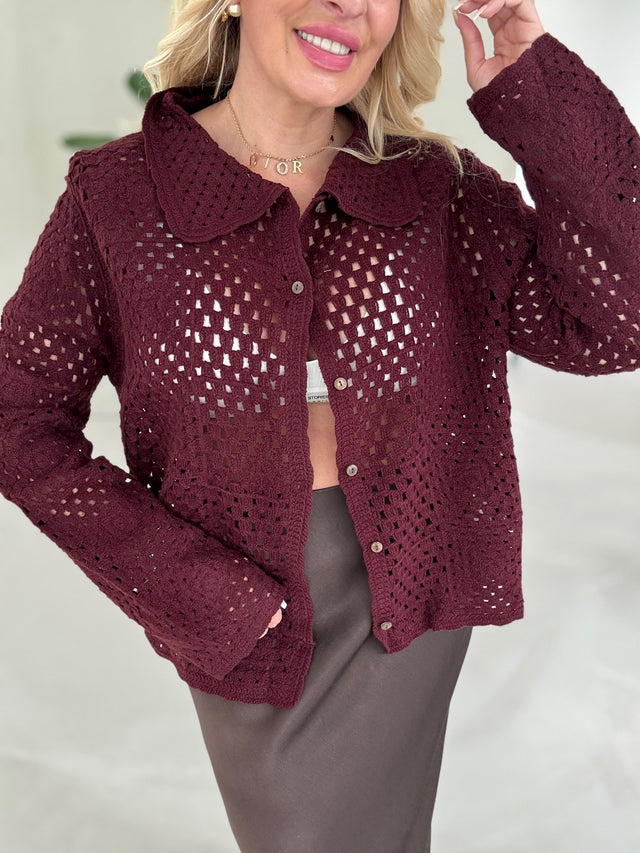 Häkelcardigan COOL CROCHET dark red