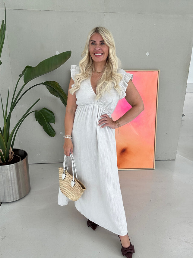 Signature Musselin Kleid SOFT BEIGE