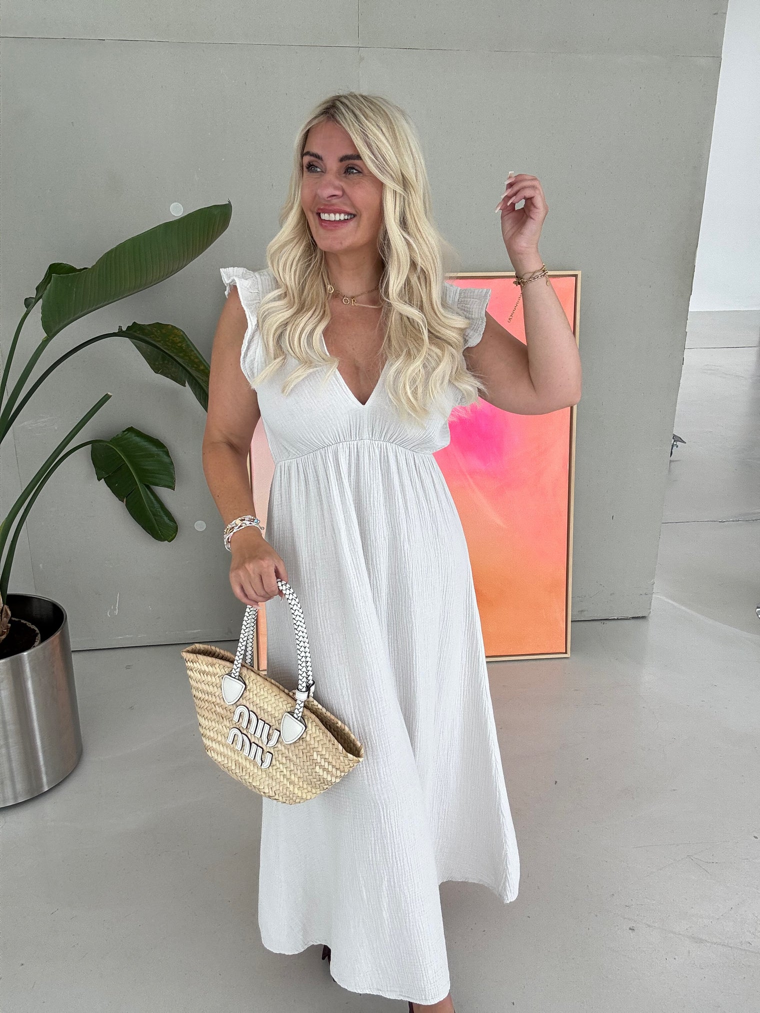 Signature Musselin Kleid SOFT BEIGE