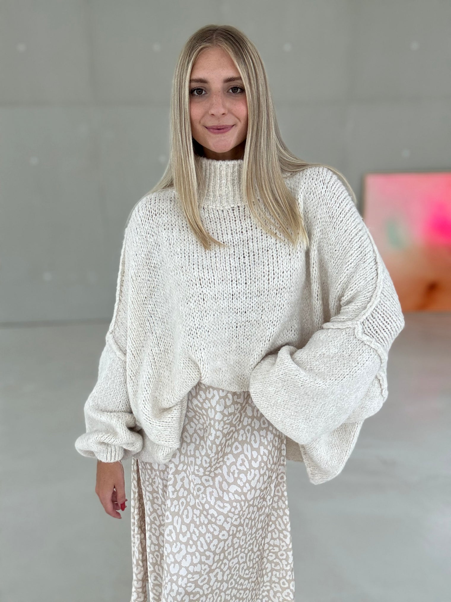 Kuschelweicher OVERSIZE Strickpullover creme