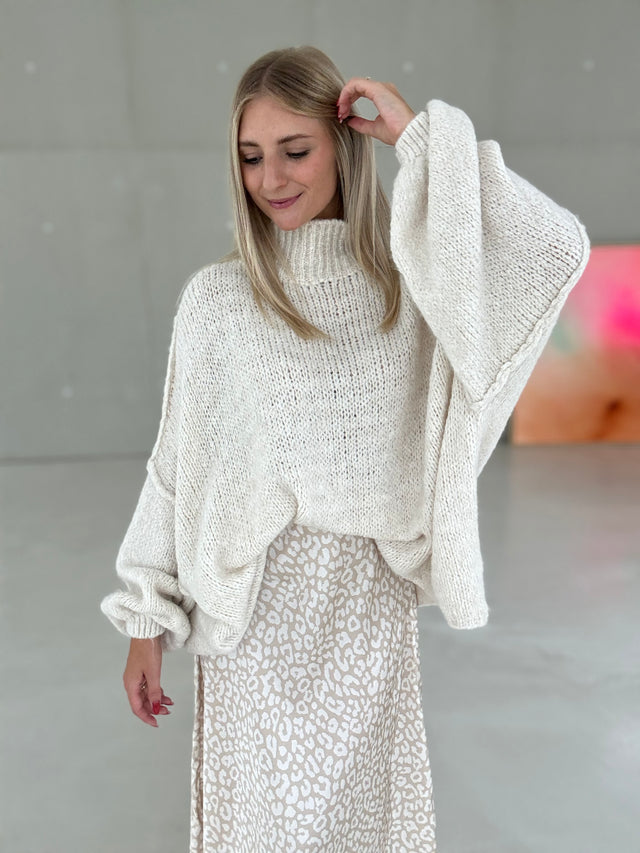 Kuschelweicher OVERSIZE Strickpullover creme