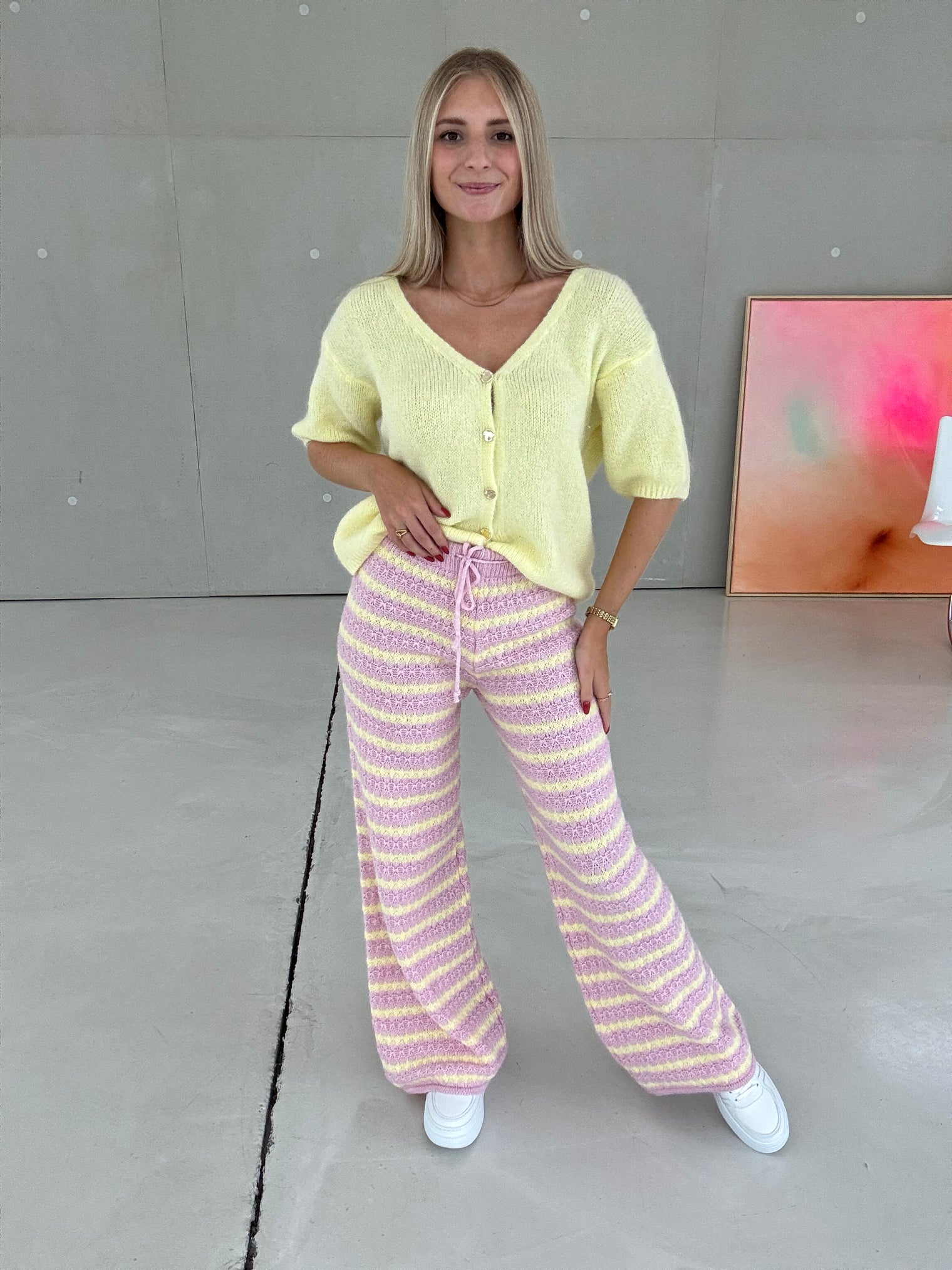 Strickhose ballerina rosa SOFT STRIPES buttermilk yellow