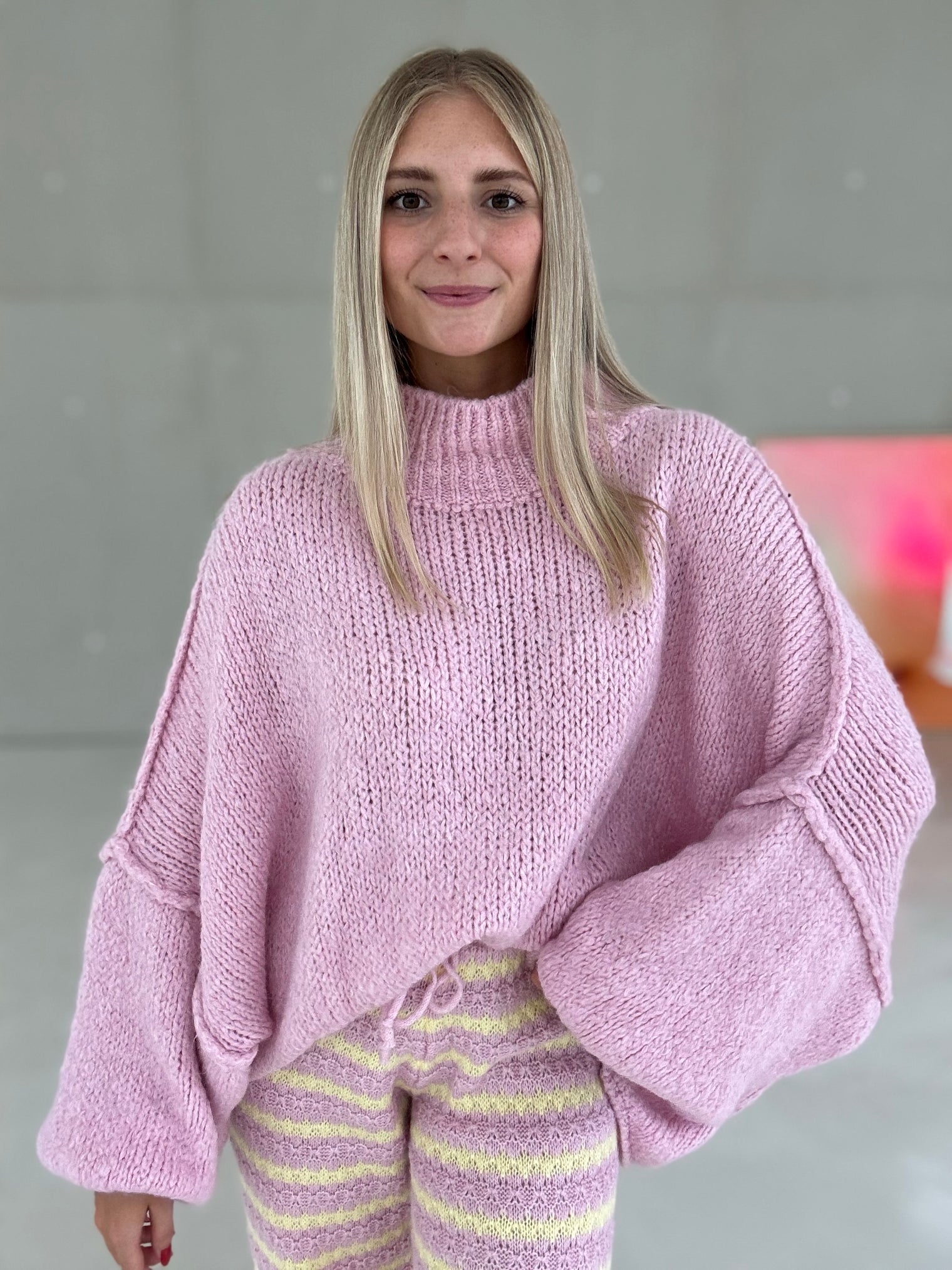 Kuschelweicher OVERSIZE Strickpullover ballerina rosa